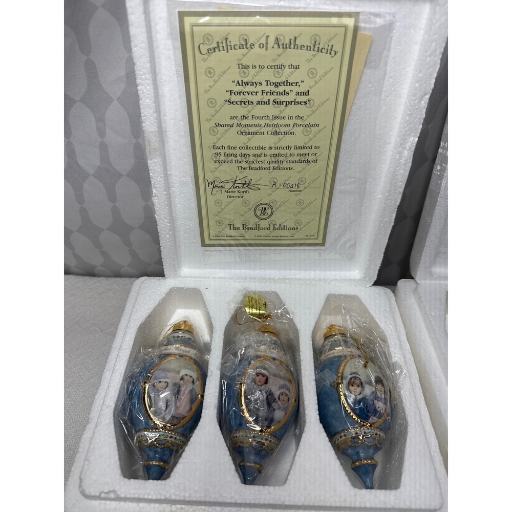 Bradford Editions Shared Moments Heirloom Porcelain Ornaments 3 Sets NEW In Box - Picture 3 of 10
